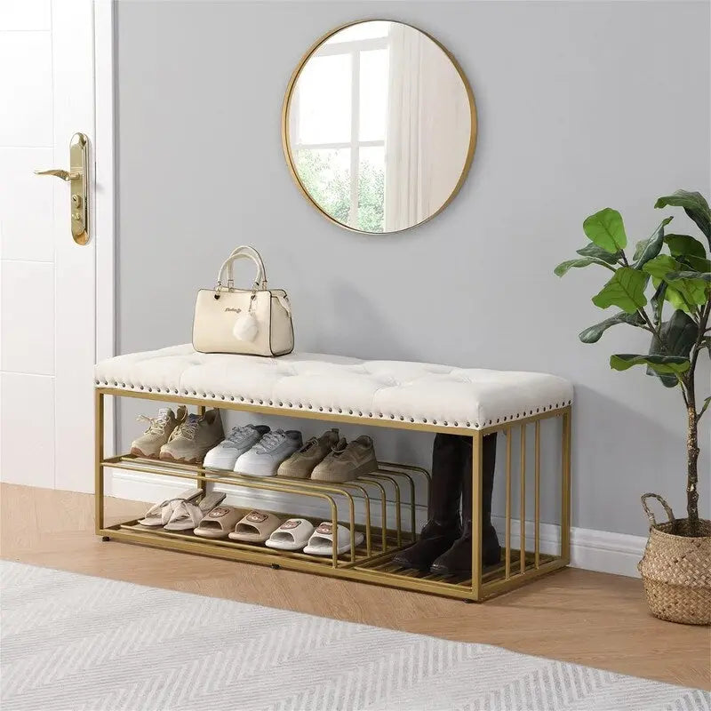Linen Bench with Storage - 17 D x 47.2 W x 19 H