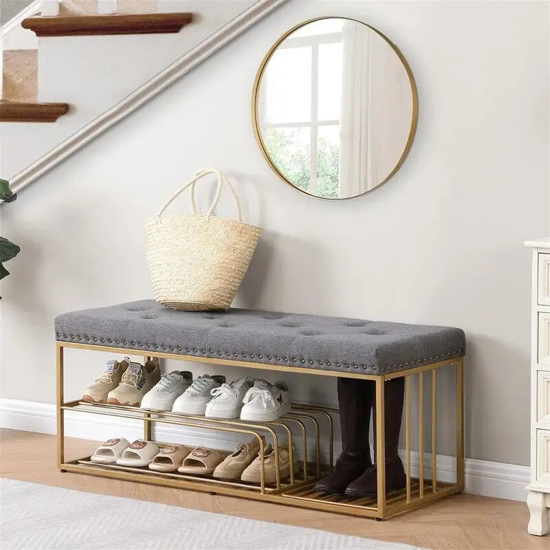 Linen Bench with Storage - 17 D x 47.2 W x 19 H