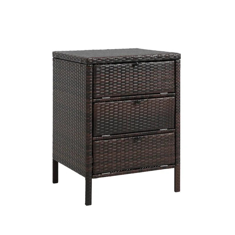 Wicker storage cabinet with 3 drawers