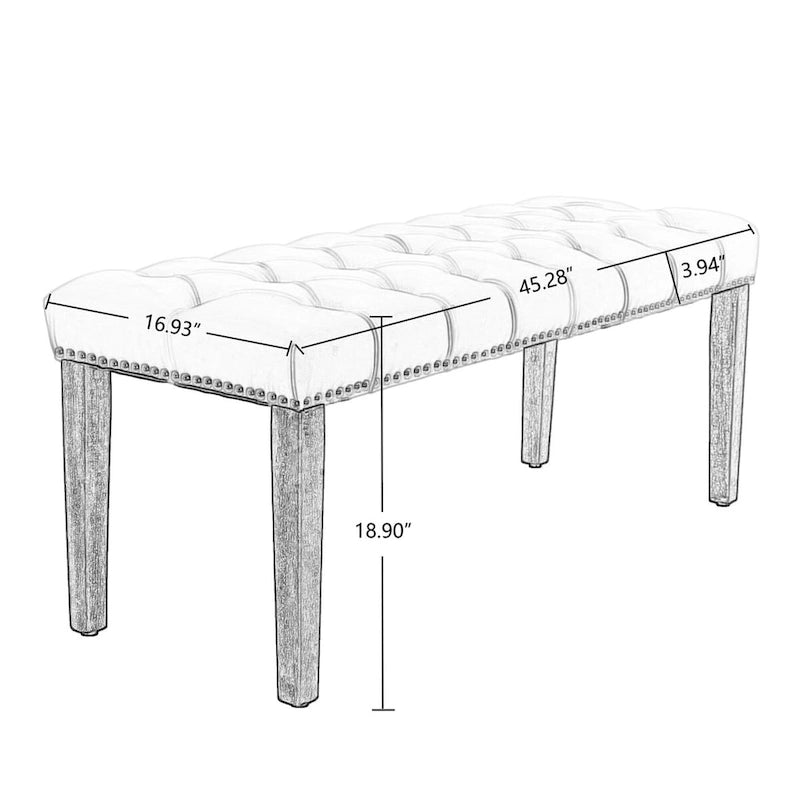 Upholstered Tufted Bench Ottoman Footrest Stool Accent Bench