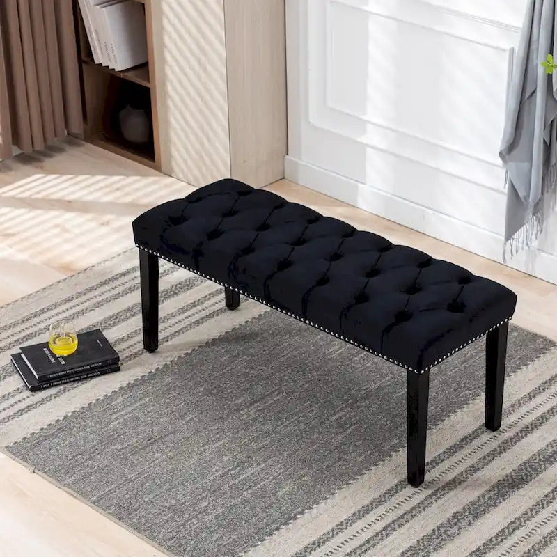 Upholstered Tufted Bench Ottoman Footrest Stool Accent Bench