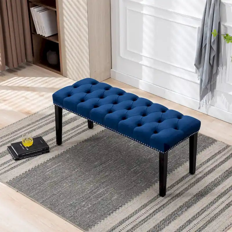 Upholstered Tufted Bench Ottoman Footrest Stool Accent Bench