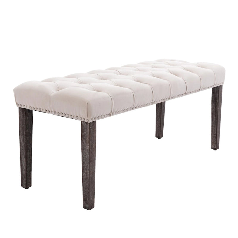 Upholstered Tufted Bench Ottoman Footrest Stool Accent Bench