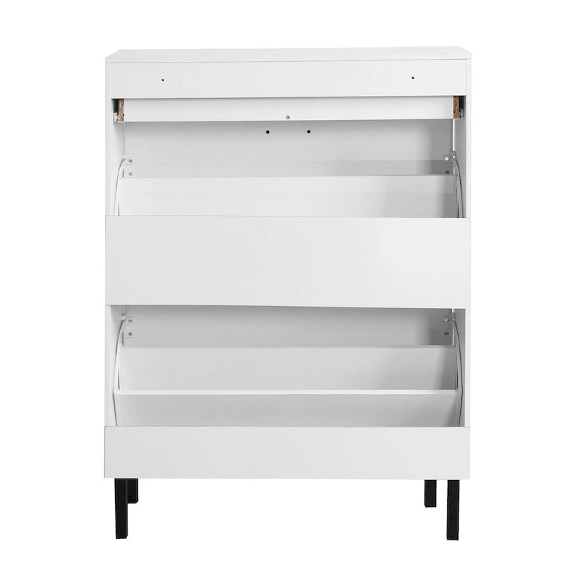 Shoe Cabinet, Freestanding Rack Storage Organizer with Drawers & Metal Legs, Storage Cabinet with 2 Flip Drawers for Entryway
