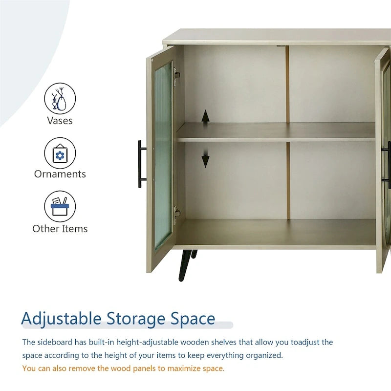 Wood Storage Cabinet with Doors and Adjustable Shelves