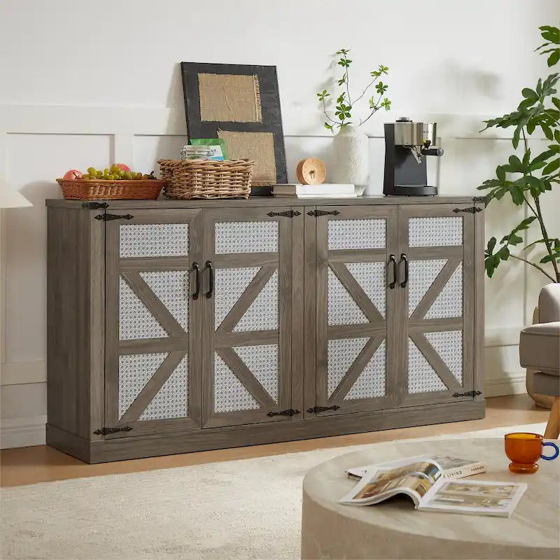 Barn Door Rustic Style Storage Cabinet