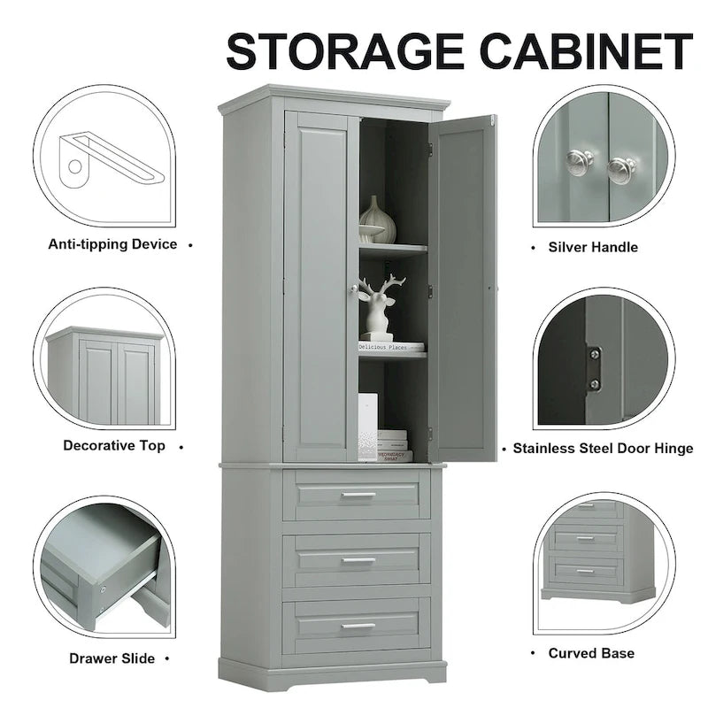 Tall Storage Cabinet with Three Drawers