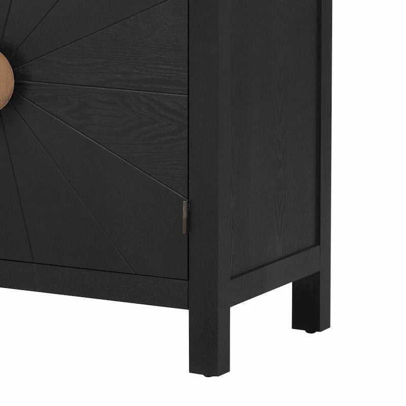 Ash Veneer Cabinet with Radiating Line Pattern Doors