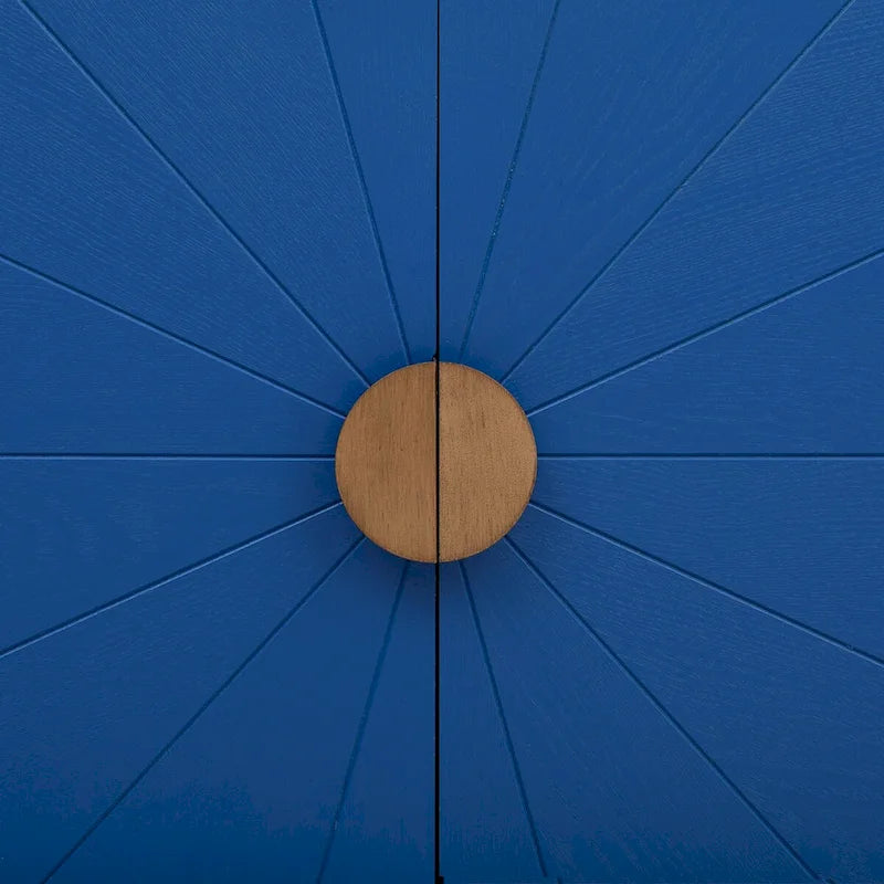 Ash Veneer Cabinet with Radiating Line Pattern Doors