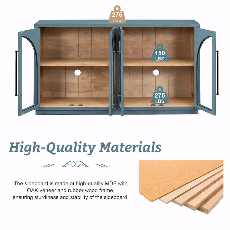 Retro 4-Door Large Storage Sideboard