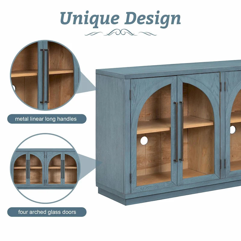 Retro 4-Door Large Storage Sideboard