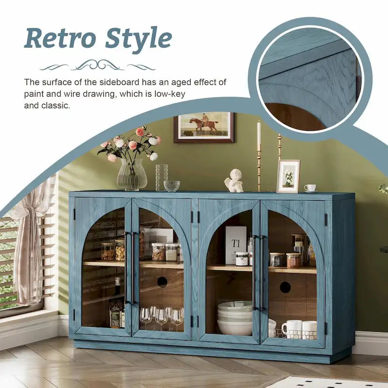Retro 4-Door Large Storage Sideboard
