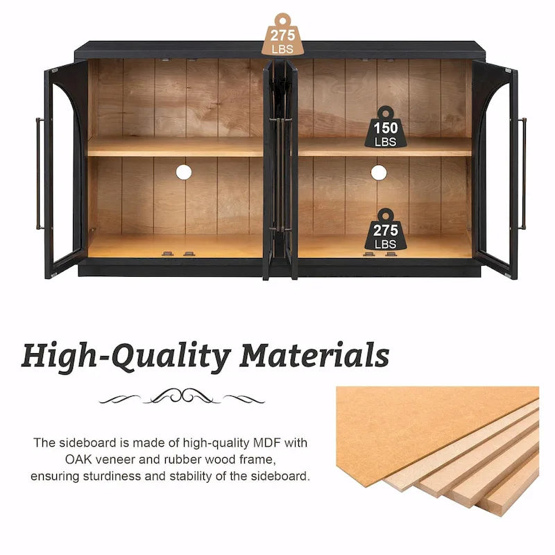 Retro 4-Door Large Storage Sideboard