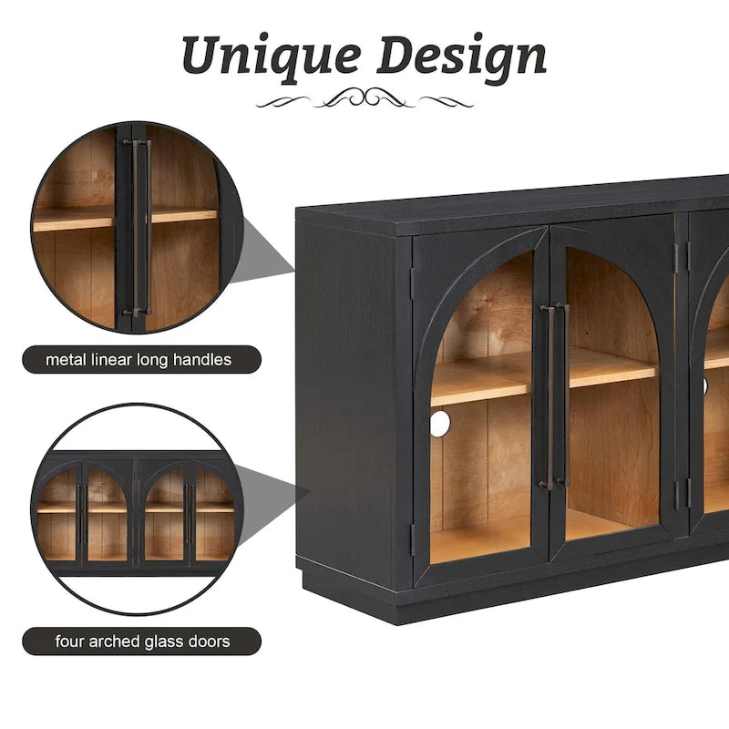 Retro 4-Door Large Storage Sideboard