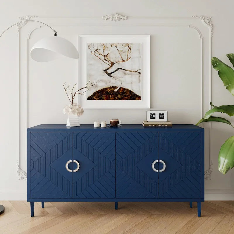 Stylish and Functional 4-Door Storage Cabinet with pine legs