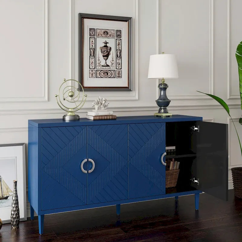 Stylish and Functional 4-Door Storage Cabinet with pine legs