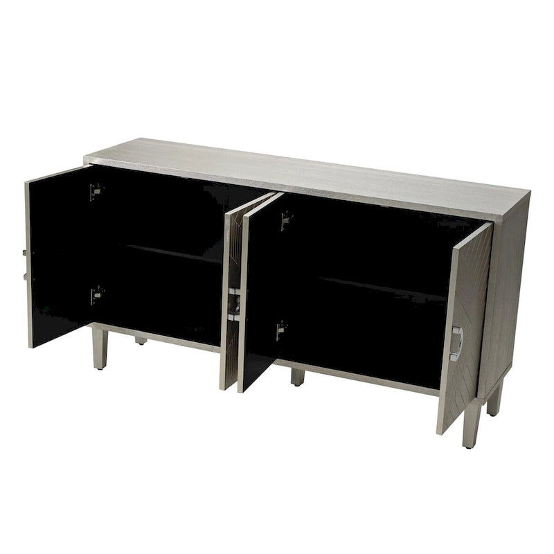 Stylish and Functional 4-Door Storage Cabinet with pine legs