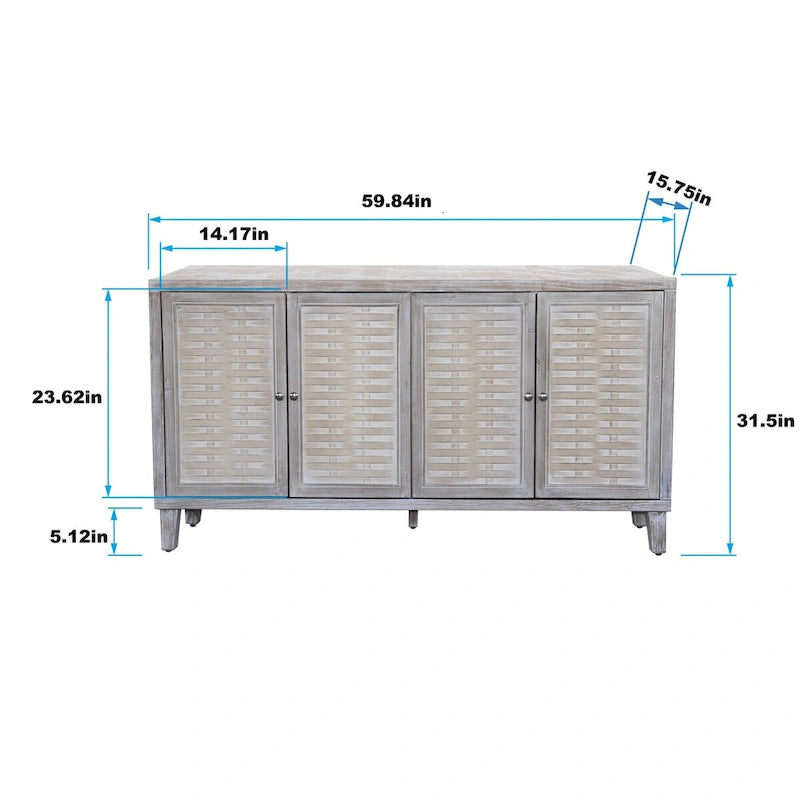 Accent Cabinet 4 Door Wooden Cabinet Sideboard Buffet