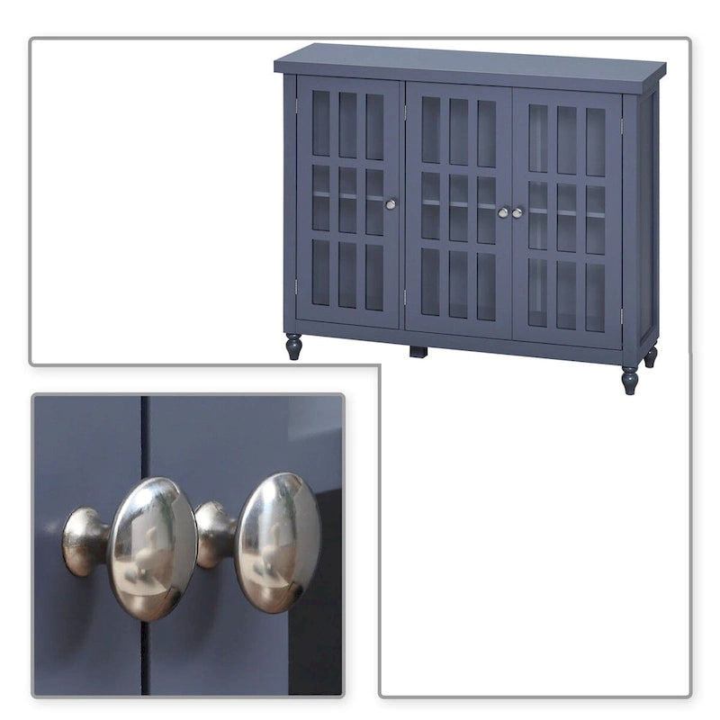 Stylish Minimalist Wooden Sideboard with Three Glass Cabinet Doors