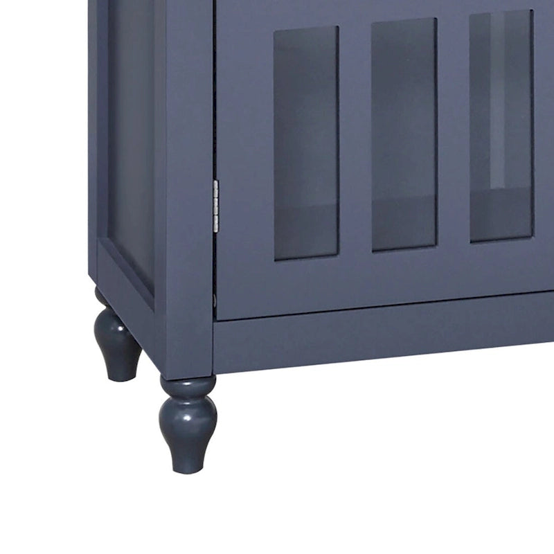 Stylish Minimalist Wooden Sideboard with Three Glass Cabinet Doors