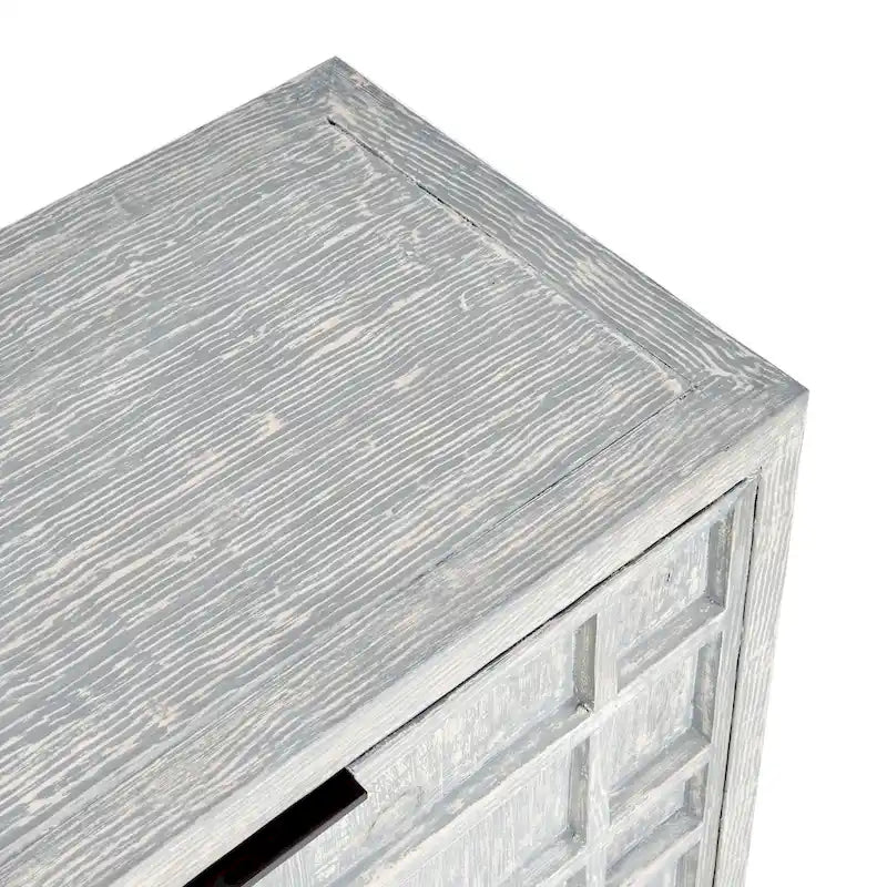 Modern Grid Pattern Reclaimed Pine Sideboard, 86" Long With Adjustable Shelves & Wire Management