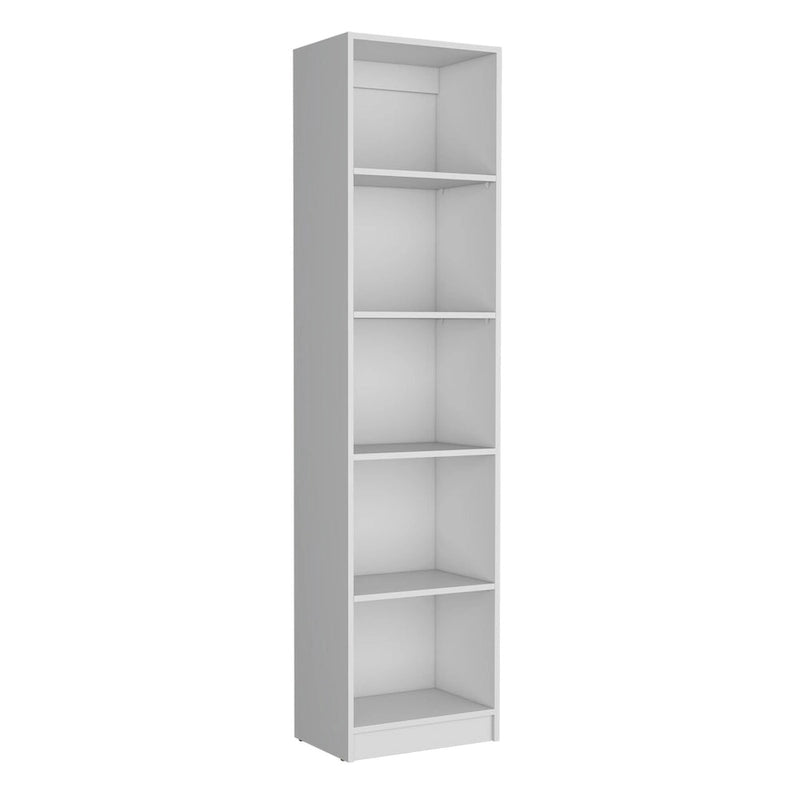 Five-tier bookshelf, slim design - White - Suitable for offices