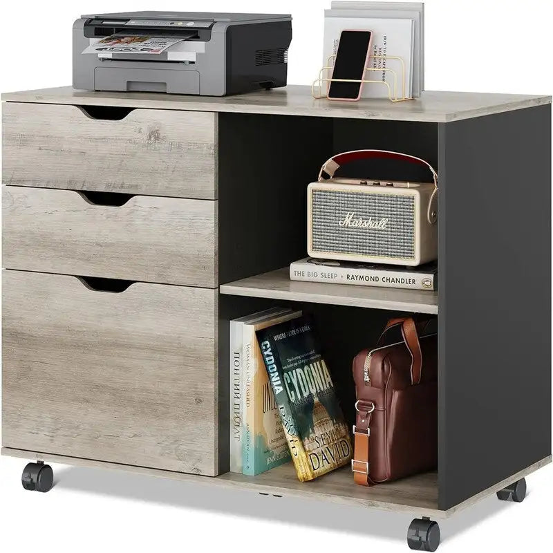 Wooden Filing Cabinet, Mobile Lateral Filing Cabinet