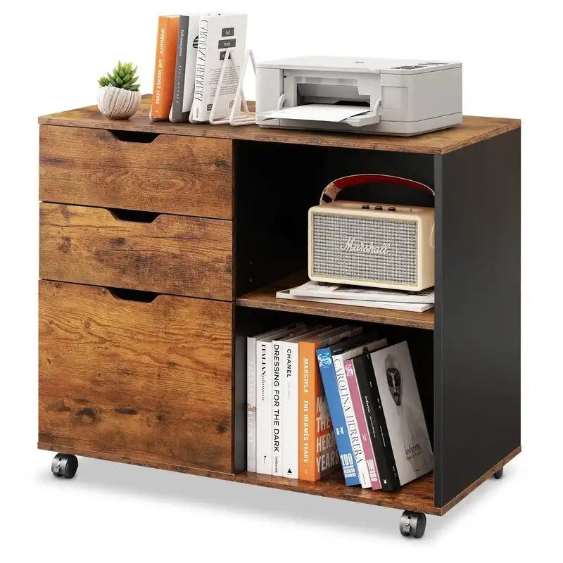 Wooden Filing Cabinet, Mobile Lateral Filing Cabinet