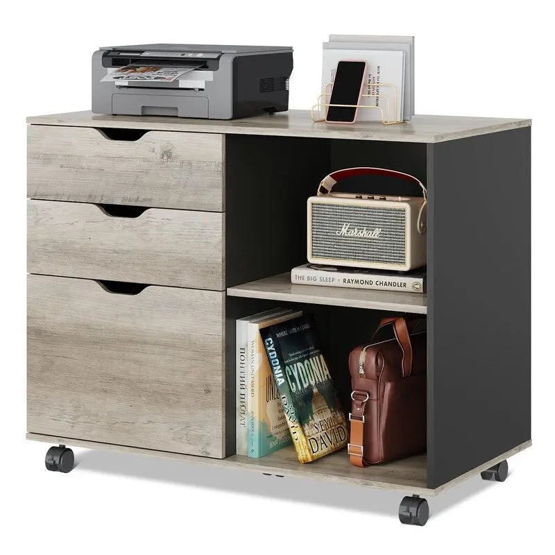 Wooden Filing Cabinet, Mobile Lateral Filing Cabinet