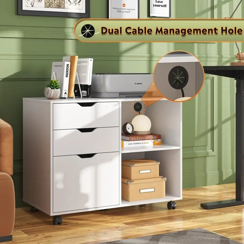 Wooden Filing Cabinet, Mobile Lateral Filing Cabinet