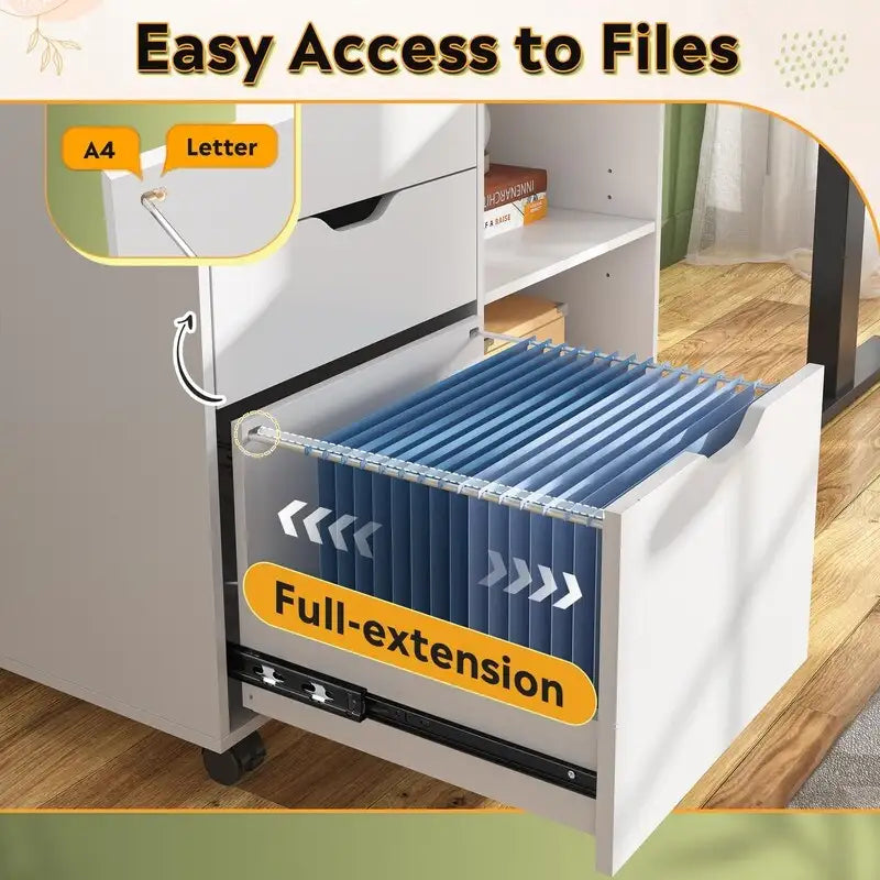 Wooden Filing Cabinet, Mobile Lateral Filing Cabinet