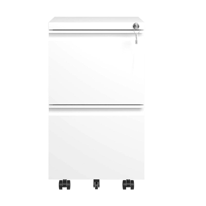 2 Drawer Metal Mobile File Cabinet,Rolling File Cabinet with Lock for Hanging Legal/Letter/A4 Size,Fully Assembled Except Wheels