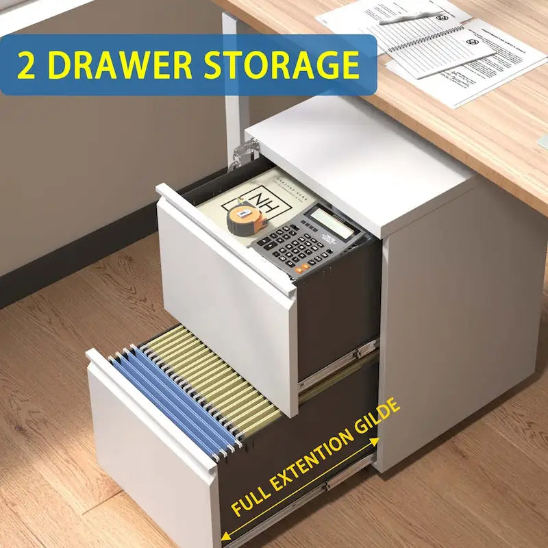 2 Drawer Metal Mobile File Cabinet,Rolling File Cabinet with Lock for Hanging Legal/Letter/A4 Size,Fully Assembled Except Wheels
