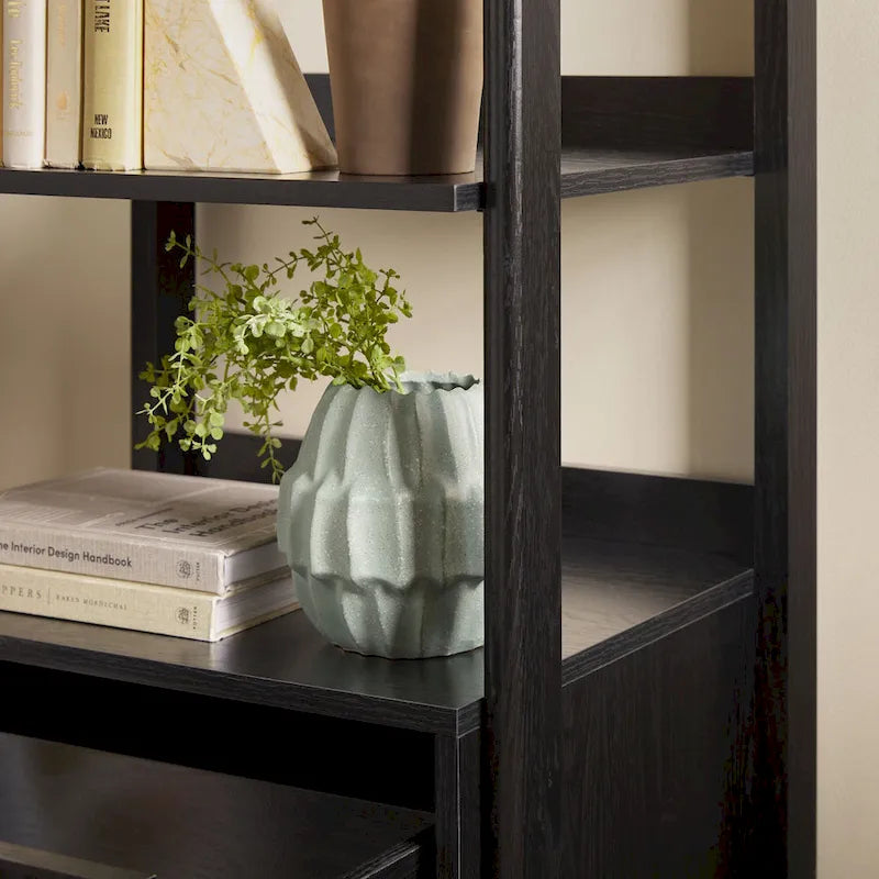 This Bookshelf Frame Is Narrow And Tall, Standing 70 Inches High, With Grooved Carvings And Decorations; This Narrow Style Is The Most Suitable.