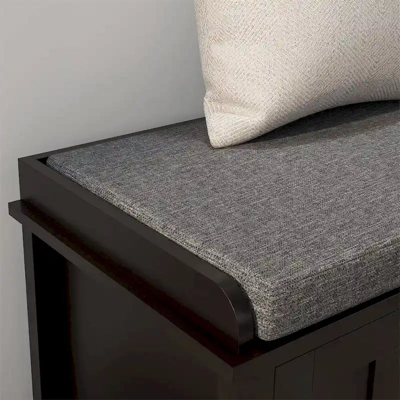 Entryway Shoe Bench Storage Ottoman w/Sliding Door,Adjustable Shelving