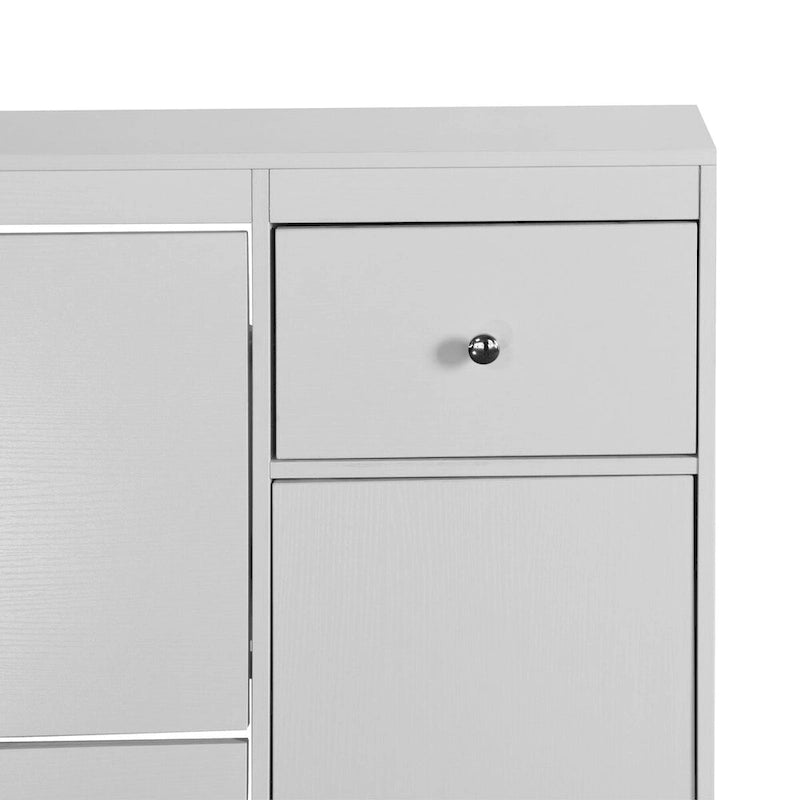 Shoe Cabinet, Freestanding Tipping Bucket Shoe Rack Organizer with 3 Flip Drawers,Entryway Narrow Storage with Adjustable Shelf