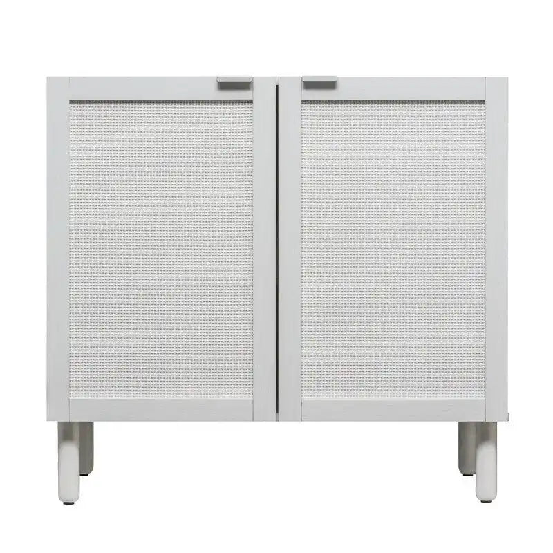 White cabinet, two doors.