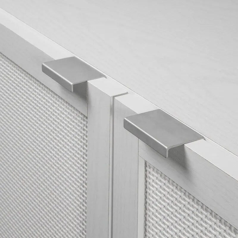 White cabinet, two doors.