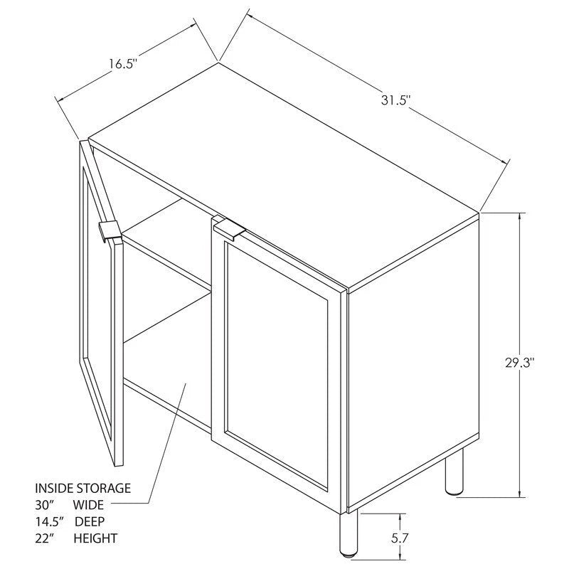 White cabinet, two doors.