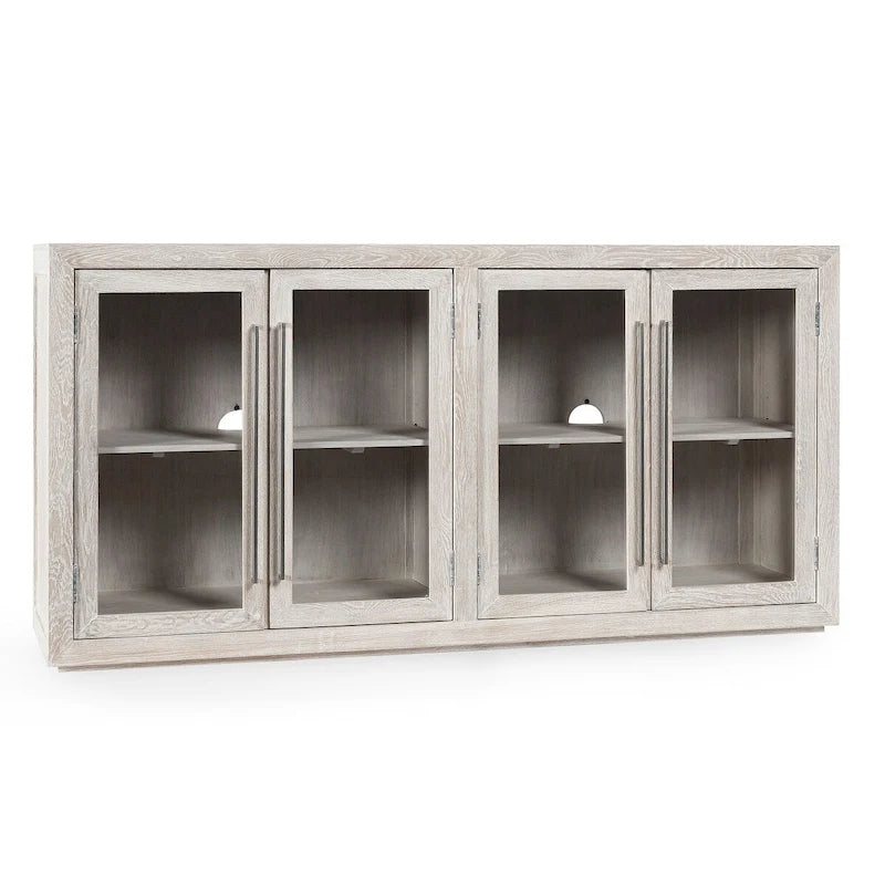 Modern Minimalist Solid Wood Display Cabinet, 72" Wide with 2 Adjustable Shelves (150 lb Capacity)