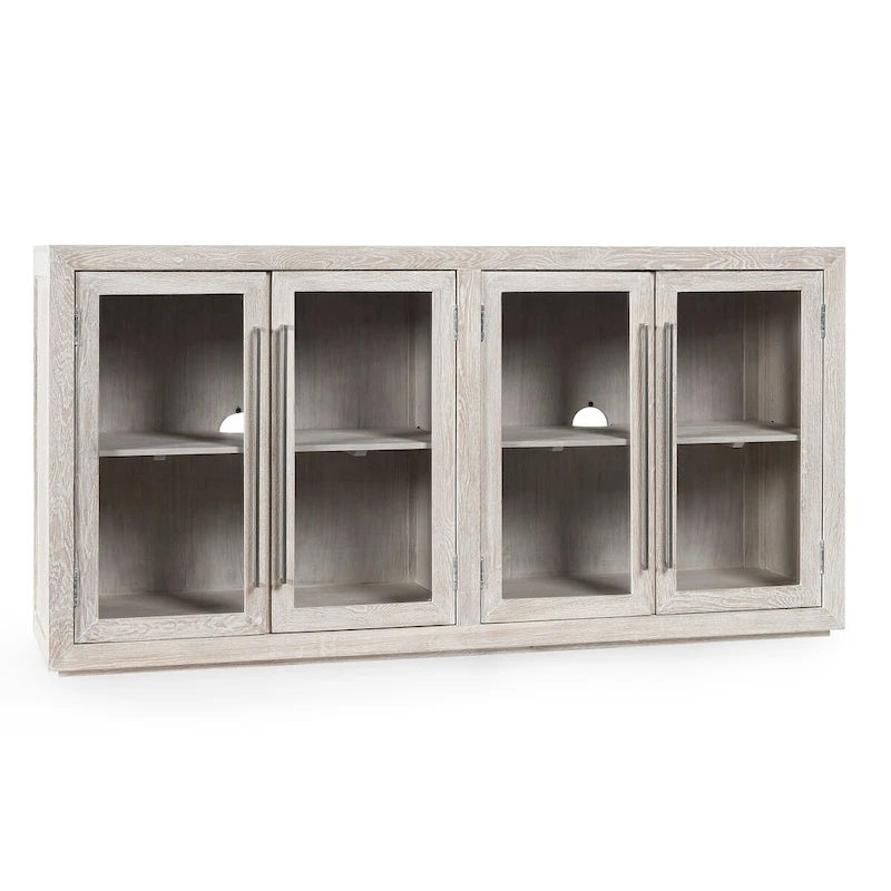 Modern Minimalist Solid Wood Display Cabinet, 72" Wide with 2 Adjustable Shelves (150 lb Capacity)