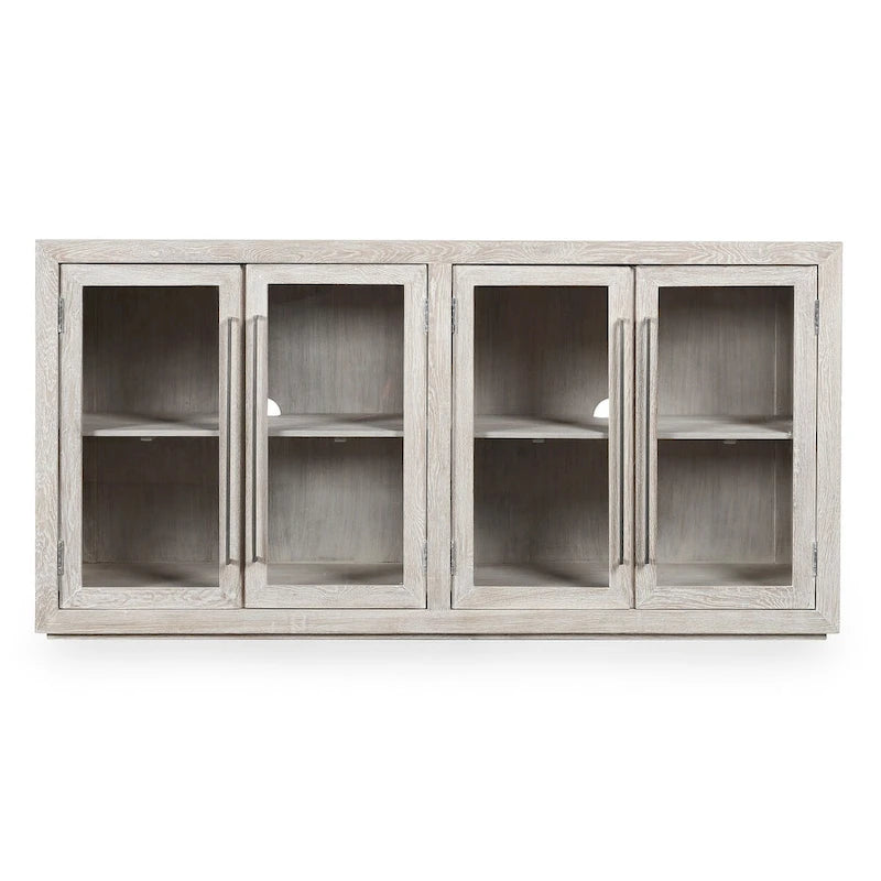 Modern Minimalist Solid Wood Display Cabinet, 72" Wide with 2 Adjustable Shelves (150 lb Capacity)