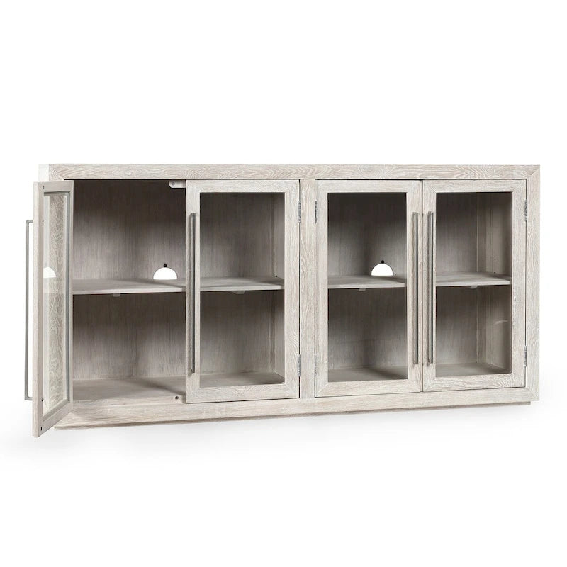 Modern Minimalist Solid Wood Display Cabinet, 72" Wide with 2 Adjustable Shelves (150 lb Capacity)