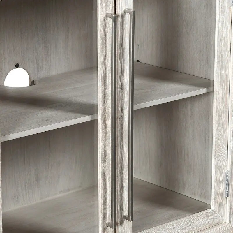 Modern Minimalist Solid Wood Display Cabinet, 72" Wide with 2 Adjustable Shelves (150 lb Capacity)