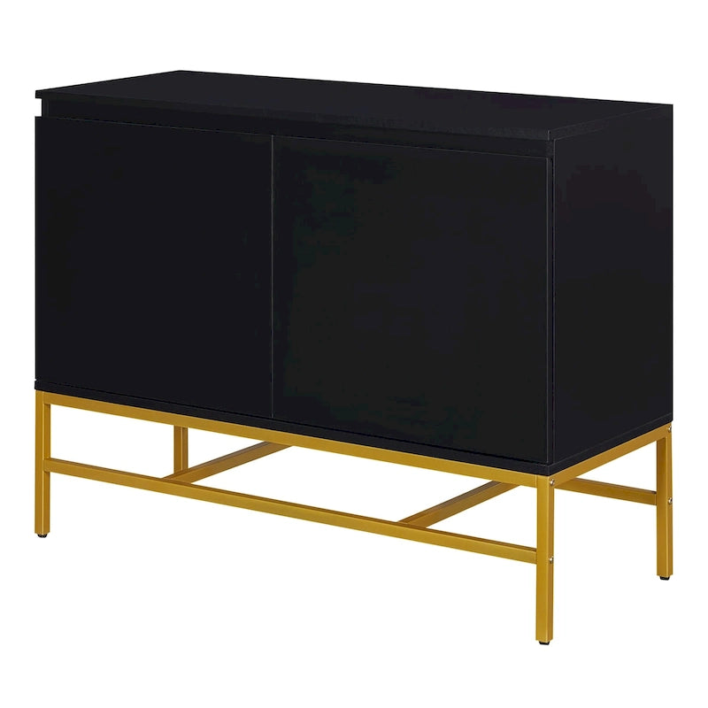Minimalist & Luxury Cabinet Two Door Sideboard with Gold Metal Legs for Living Room, Dining Room