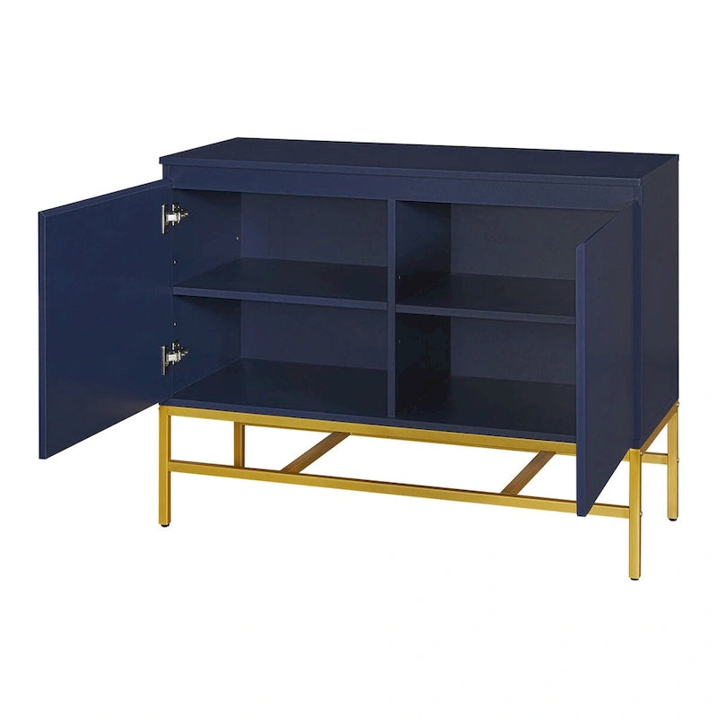 Minimalist & Luxury Cabinet Two Door Sideboard with Gold Metal Legs for Living Room, Dining Room