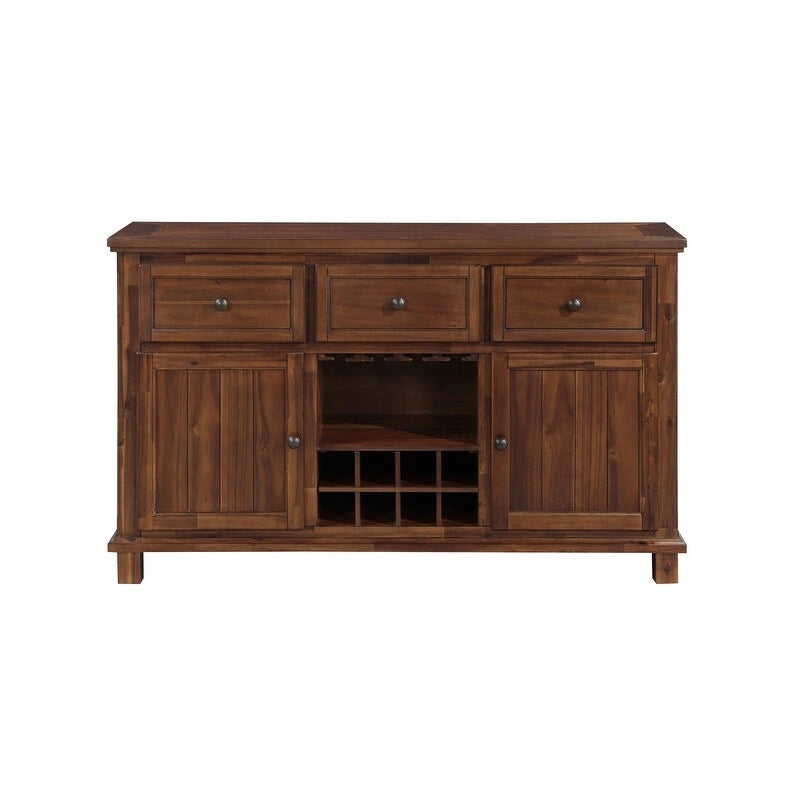 58" Wide Sideboard With Built-In Wine Rack, Multiple Drawers & Storage Cabinet For Dining Room