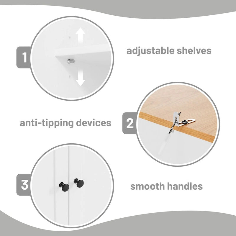 40.2x20x71.3inch High Freestanding Kitchen Pantry Large Cupboard Storage Cabinet with 2 Drawers, 2 Adjustable 8 Door Shelves