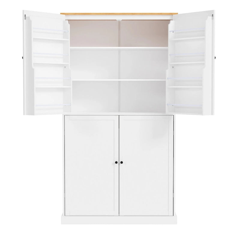 40.2x20x71.3inch High Freestanding Kitchen Pantry Large Cupboard Storage Cabinet with 2 Drawers, 2 Adjustable 8 Door Shelves