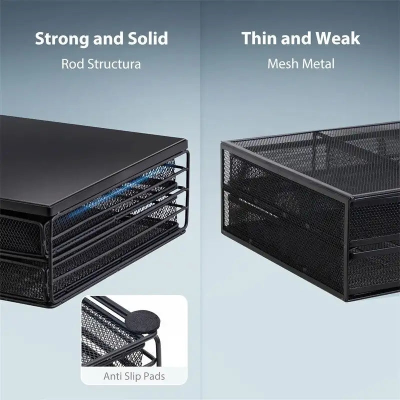 Wood Monitor Riser with Drawers